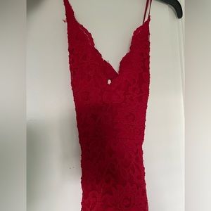 Red Lace Windsor Midi Dress